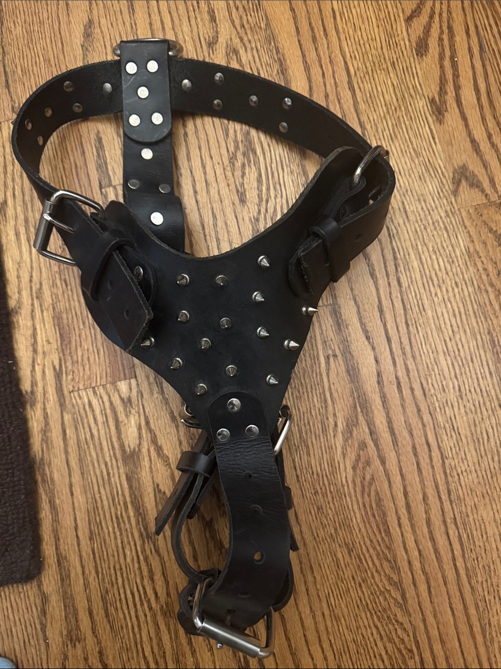 Hand Crafted Black Studded Leather Dog Harness